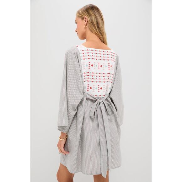 POMANDER PLACE Sage Stripe Embroidered Sadona Dress Size XS NWT - Picture 2 of 7